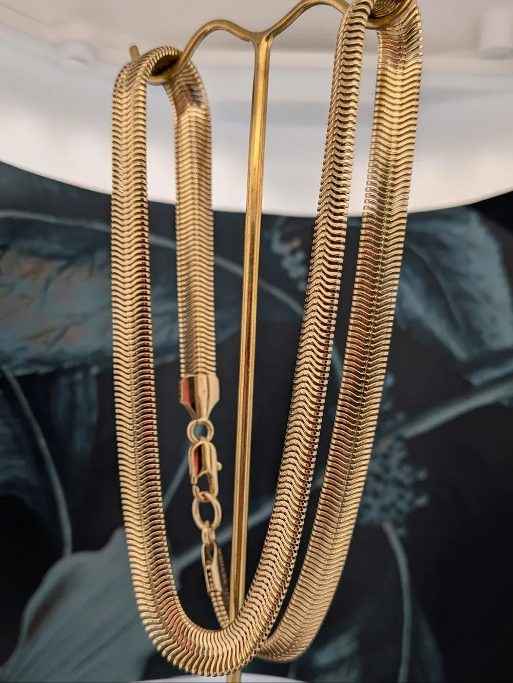 18K Gold Snake Chain Stainless Steel Tether 20